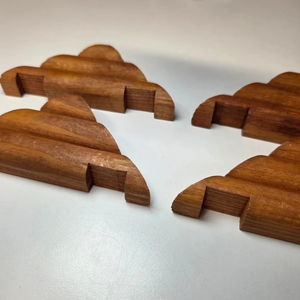 Lincoln Logs Wood Roof Support Gables Replacement Parts Set of 4 Brown